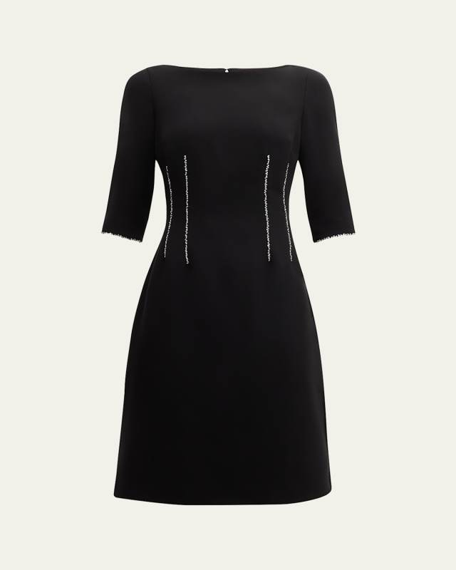 Rhinestone-Trim Crepe Dress